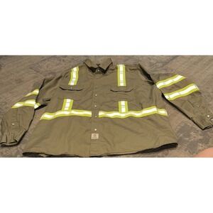 BOCOMAL FR High Visibility Flame Resistant FR Cat 2 Button Shirt Beige Mens 4XL